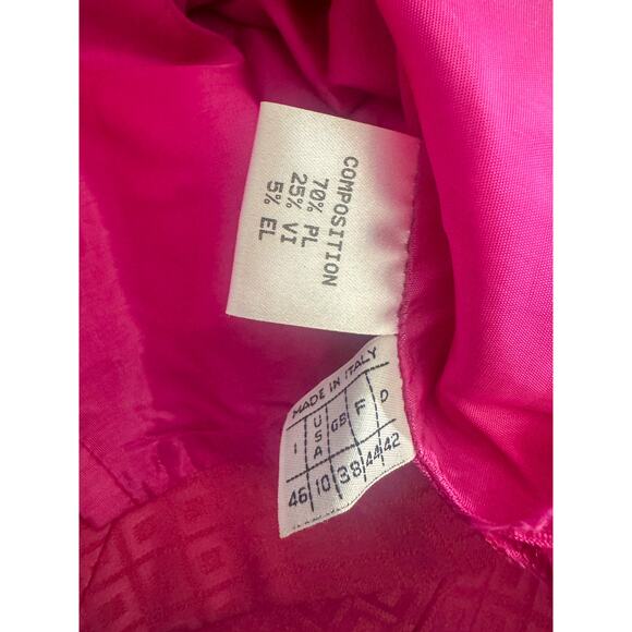 Italian Hot Pink Jacquard Skirt Suit Power Blazer & Pencil Skirt Barbiecore - Picture 7 of 13